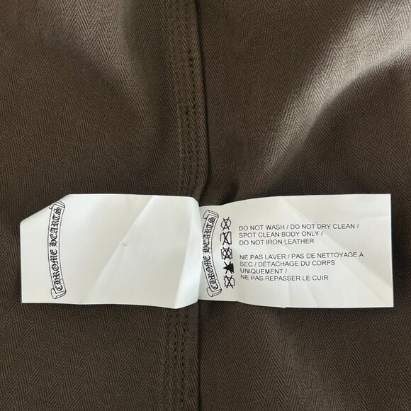 Chrome Hearts Olive & Black Leather Fleur Patch Button Up Shirt - Picture 5 of 6